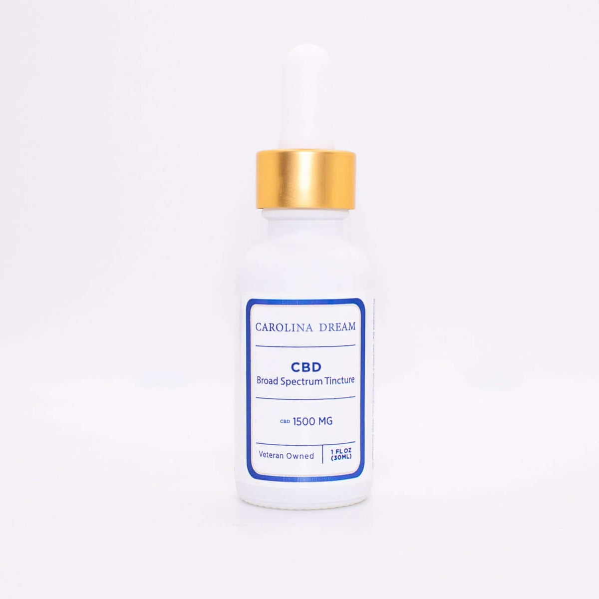 1500mg Broad Spectrum THC Free CBD Tincture from Carolina Dream, veteran-owned with clean ingredients.