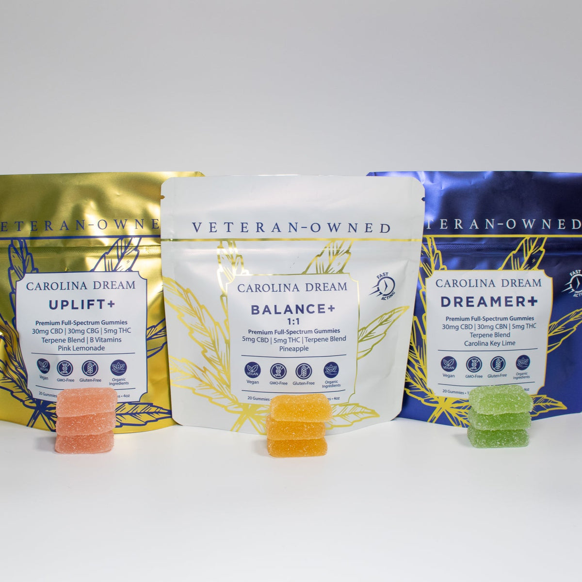 Fast-Acting THC Signature Gummies Bundle pouches from Carolina Dream