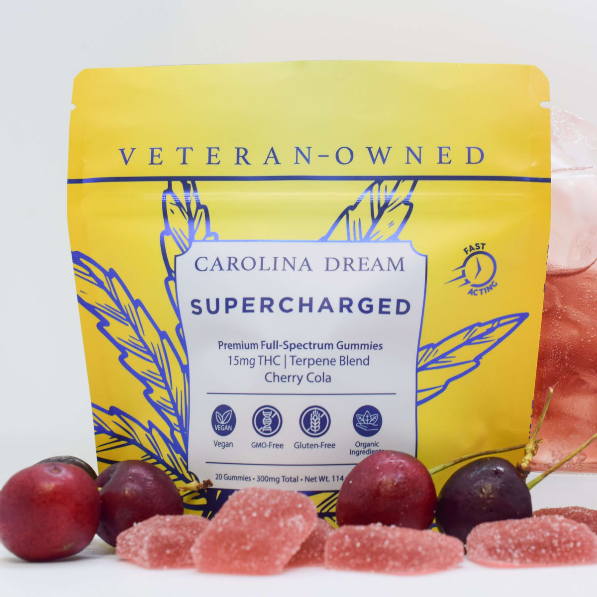 SUPERCHARGED Fast-Acting 15mg THC Gummies by Carolina Dream, cherry cola flavor